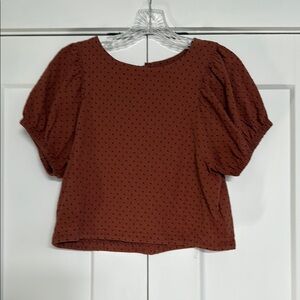 Women's Brown Puff Sleeve Top